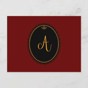 Monogram 'A' gold on black Postcard