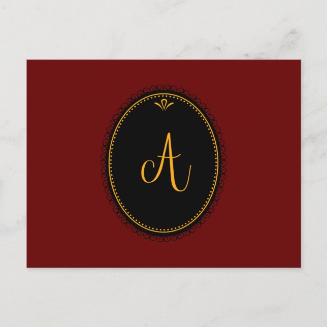 Monogram 'A' gold on black Postcard (Front)