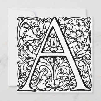Monogram A Initial Black and White Floral Pattern