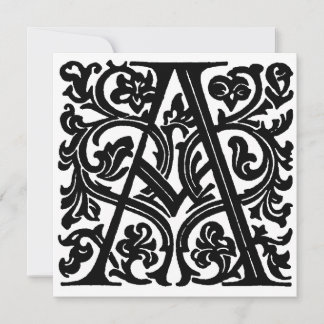 Monogram A Initial Black and White Floral Pattern