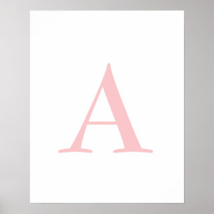 Monogram A Initial Letter Modern White & Pink  Pos Poster