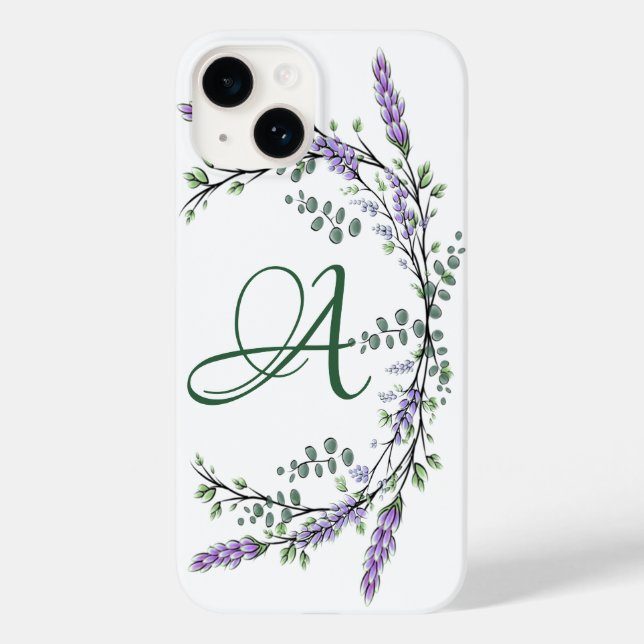 Monogram A Lavender Eucalyptus Case-Mate iPhone Ca Case (Back)