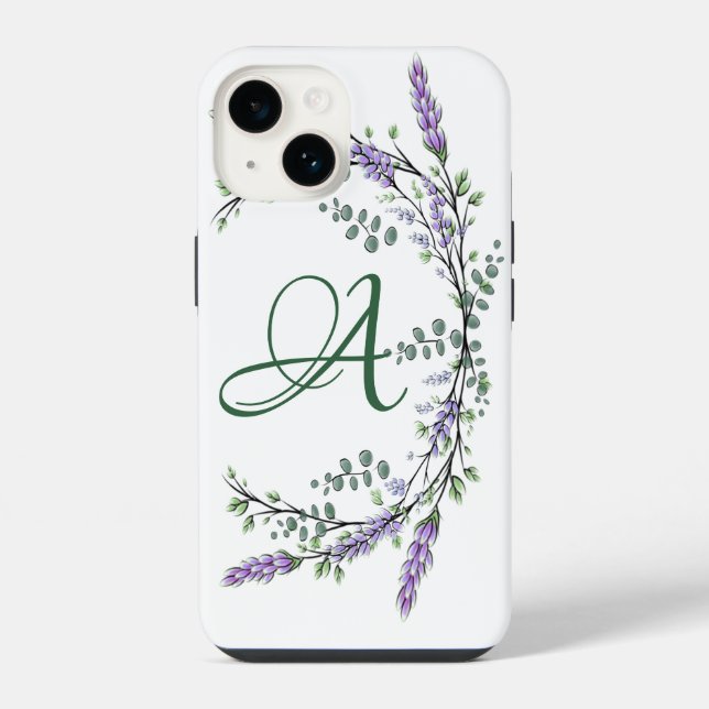 Monogram A Lavender Eucalyptus Case-Mate iPhone Ca Case (Back)