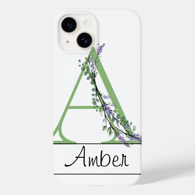 Monogram A Lavender Eucalyptus Case-Mate iPhone Ca Case-Mate iPhone Case (Back)