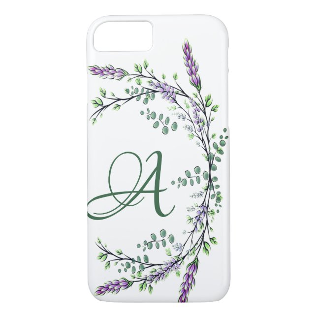 Monogram A Lavender Eucalyptus Case-Mate iPhone Case (Back)