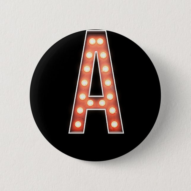 Monogram A Marquee Lights 6 Cm Round Badge (Front)
