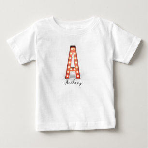 Monogram A Marquee Lights Personalised  Baby T-Shirt