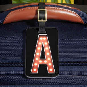 Monogram A Marquee Lights Personalised Luggage Tag
