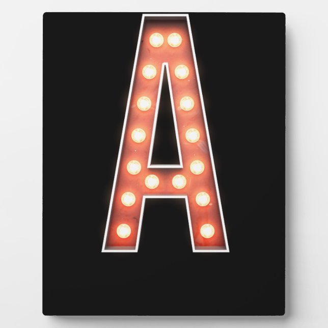 Monogram A Marquee Lights Plaque (Front)
