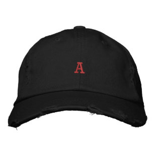 Monogram A Print Alphabet Trendy Versatile Black Embroidered Hat