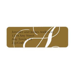 Monogram A Return Address Labels Gold White