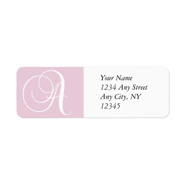 Monogram A Return Address Labels Pink (Front)