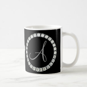 Monogram A rhinestones black bg Coffee Mug