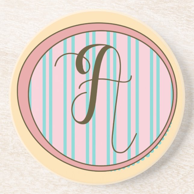 Monogram A Sandstone Coaster (Front)