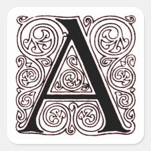 Monogram 'A' With Dark Red Swirls - Sticker