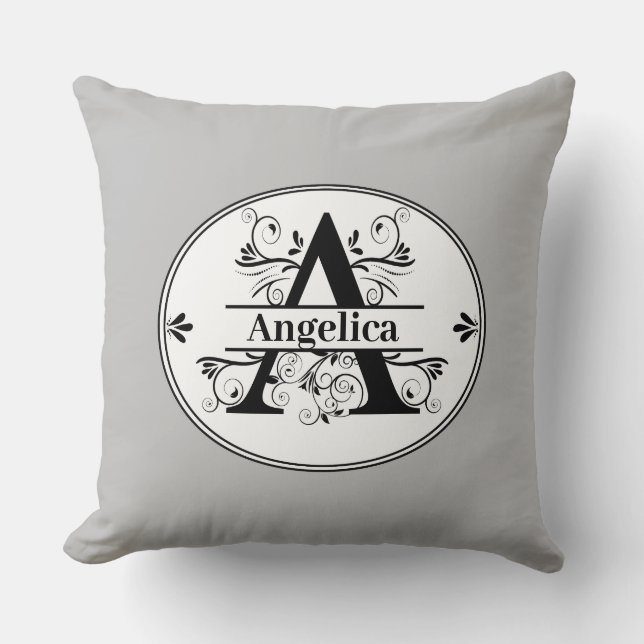 Monogram A with full name and colour Cushion (Front)