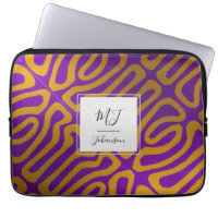 Monogram Abstract Aubergine Purple Gold
