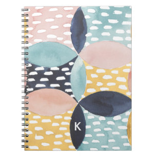 Monogram   Abstract Circle Pattern Spiral Notebook