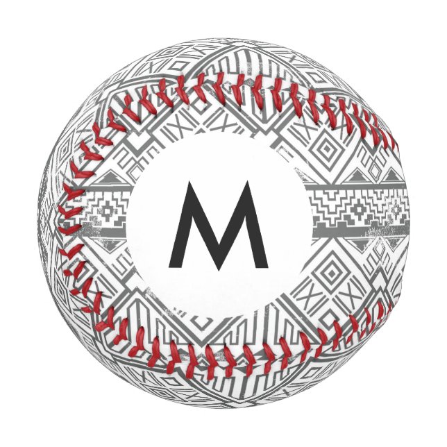 Monogram Abstract Geometric Aztec Pattern 2 Baseball (Front Left)