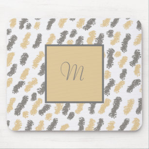 Monogram Abstract Grey Taupe Mouse Pad
