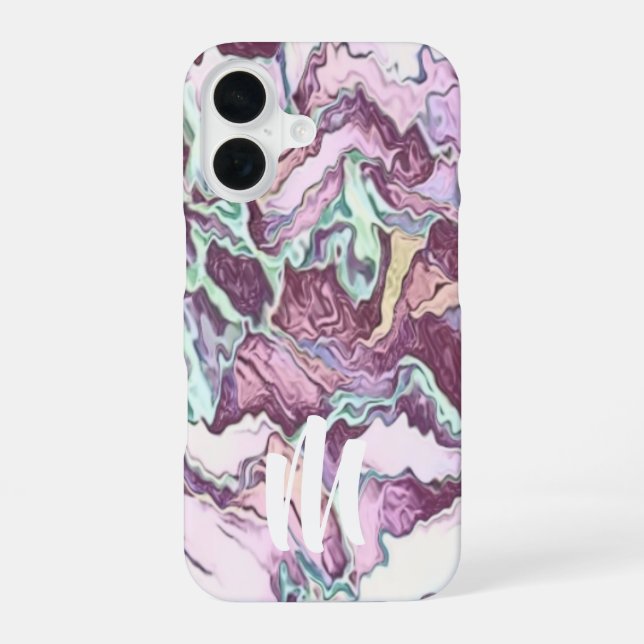 Monogram Abstract Pattern  iPhone 16 Case (Back)