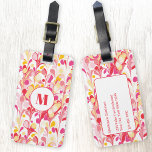 Monogram Abstract Pattern Pink Luggage Tag<br><div class="desc">Fun modern abstract marbled pattern in pink,  orange and yellow.  Change the monogram initial and details on the back to personalise.</div>