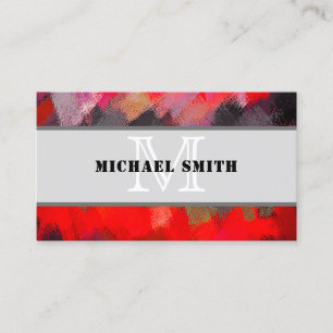Monogram Abstract Red Paint Background Business Card