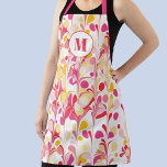 Monogram Abstract Retro Marble Pattern Apron<br><div class="desc">Fun modern abstract marbled pattern in pink,  orange and yellow.  Original art by Nic Squirrell. Change the monogram initial to personalise.</div>
