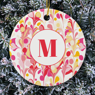 Monogram Abstract Retro Marble Pattern Ceramic Tree Decoration