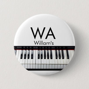 Monogram add initial letter name text piano music 6 cm round badge