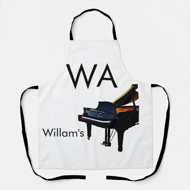 Monogram add initial letter name text piano music  apron (Front)