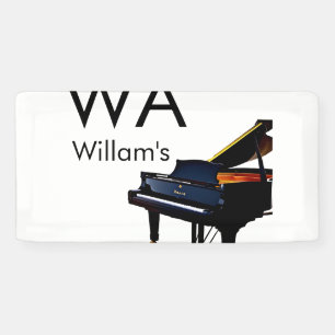 Monogram add initial letter name text piano music banner