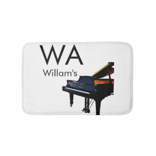 Monogram add initial letter name text piano music bath mat