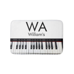 Monogram add initial letter name text piano music bath mat