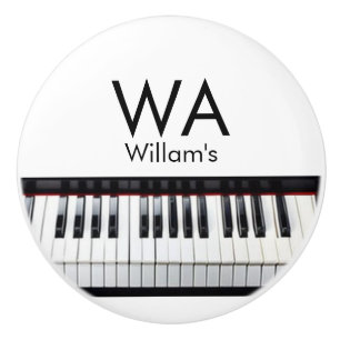 Monogram add initial letter name text piano music ceramic knob
