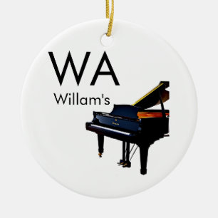 Monogram add initial letter name text piano music ceramic tree decoration