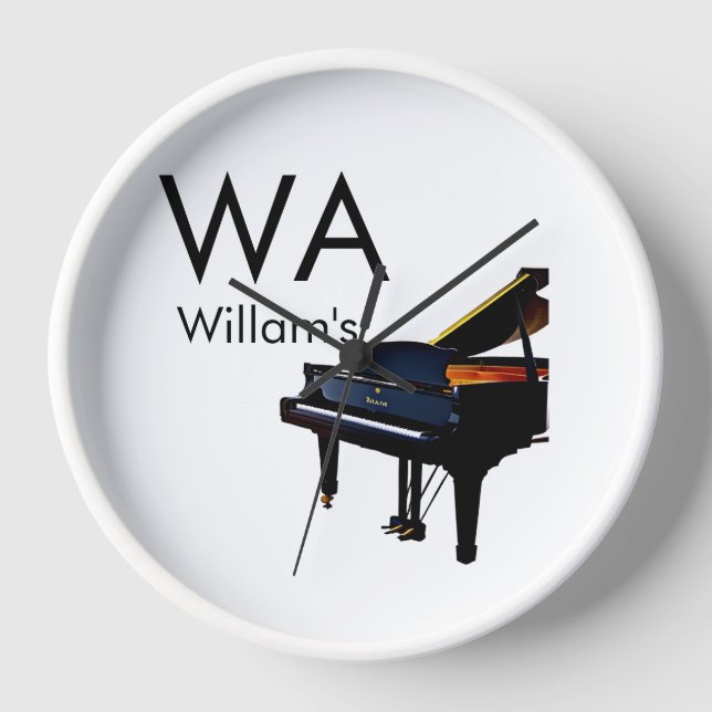 Monogram add initial letter name text piano music  clock (Front)