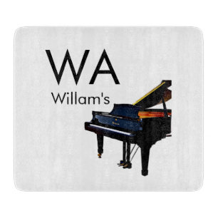 Monogram add initial letter name text piano music cutting board
