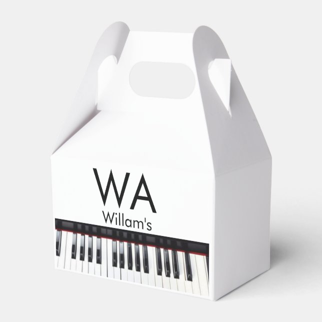 Monogram add initial letter name text piano music  favour box (Front Side)