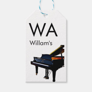 Monogram add initial letter name text piano music gift tags