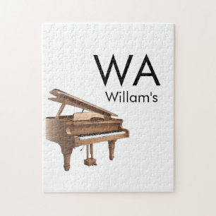 Monogram add initial letter name text piano music jigsaw puzzle
