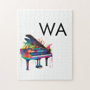 Monogram add initial letter name text piano music jigsaw puzzle
