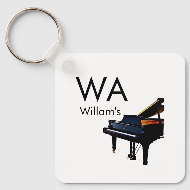 Monogram add initial letter name text piano music  key ring (Front)