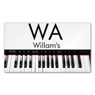 Monogram add initial letter name text piano music magnetic business card