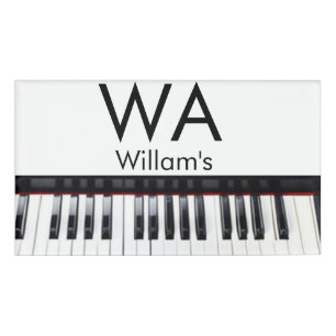 Monogram add initial letter name text piano music name tag