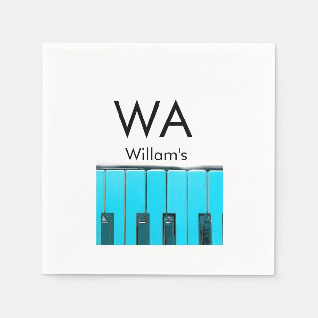 Monogram add initial letter name text piano music  napkin (Front)