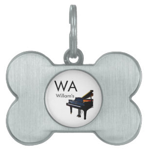 Monogram add initial letter name text piano music  pet ID tag