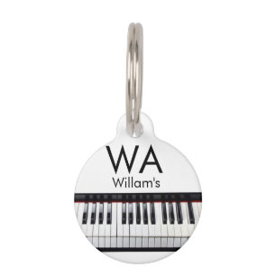 Monogram add initial letter name text piano music  pet tag