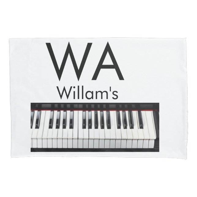 Monogram add initial letter name text piano music  pillowcase (Front)