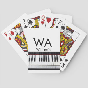 Monogram add initial letter name text piano music playing cards